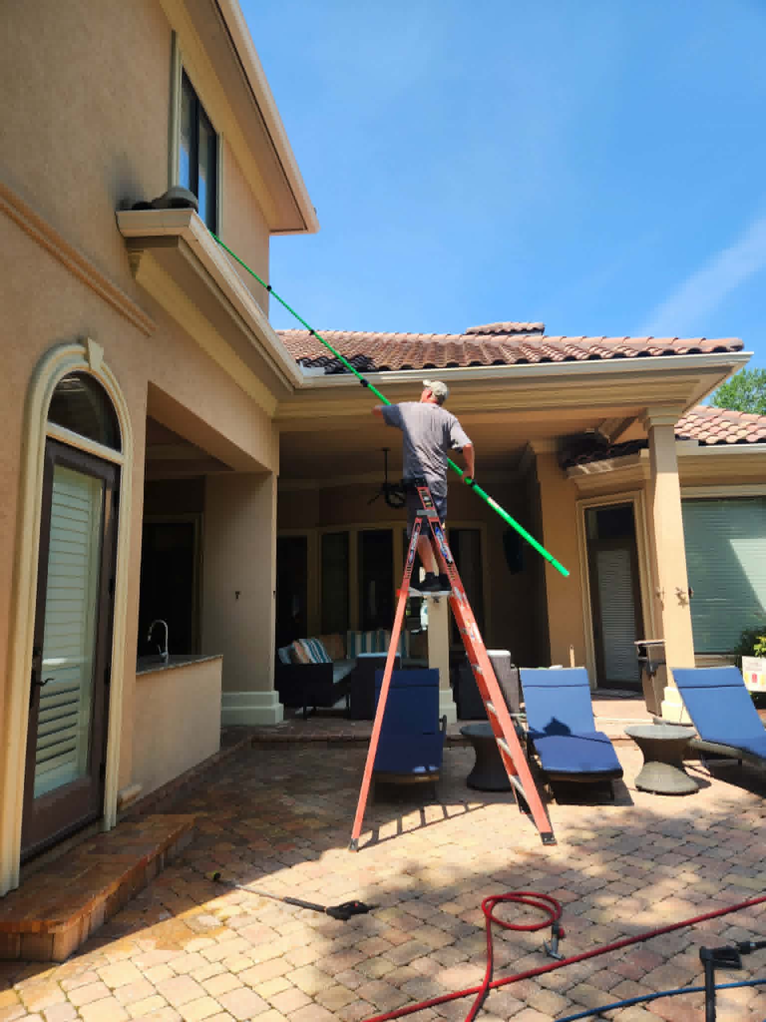 Cleaning windows and the exterior of a home